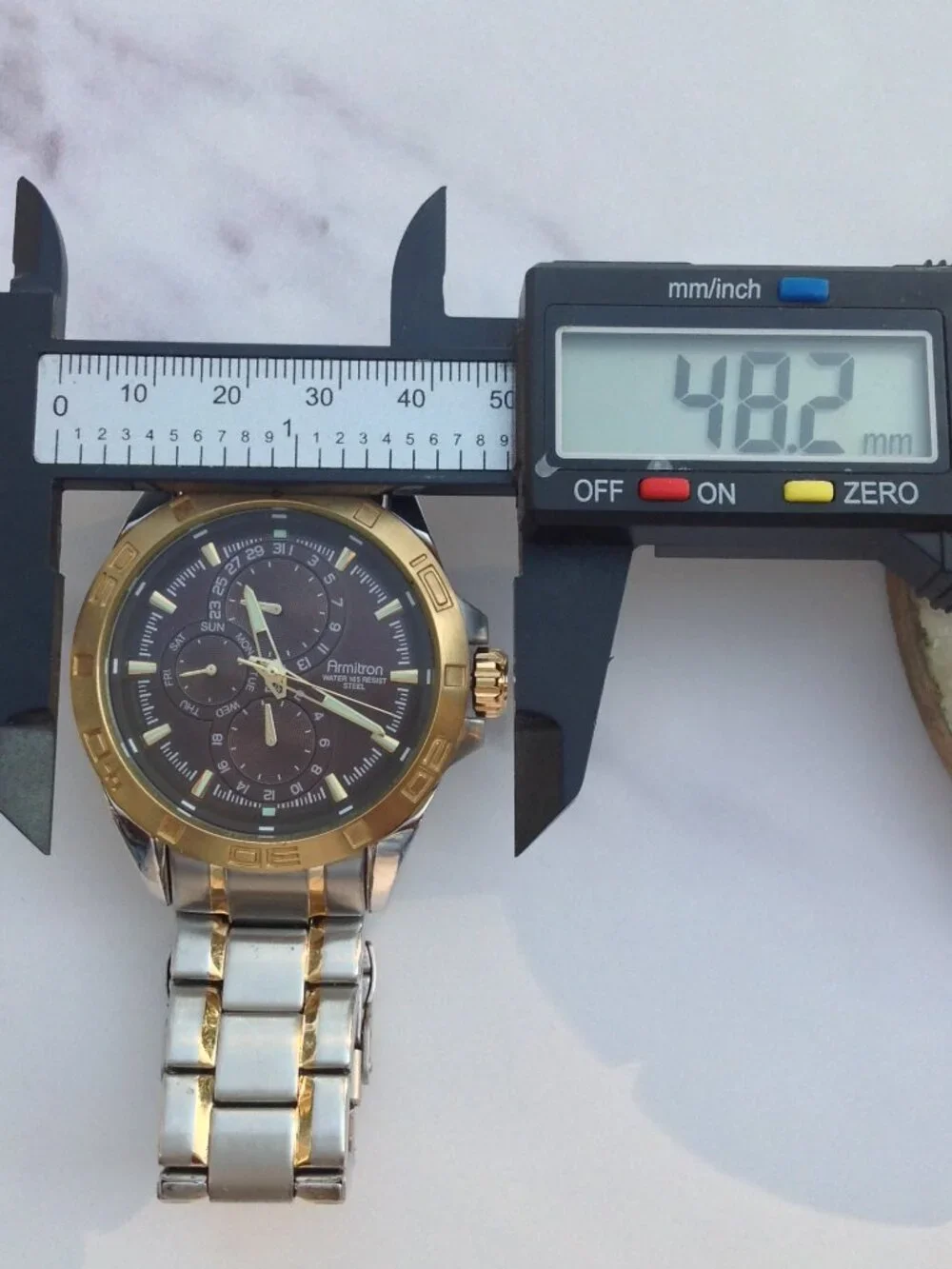 Armitron Chronograph 6P27 Brown Face, Gold Silver Wristwatch For Man or Woman